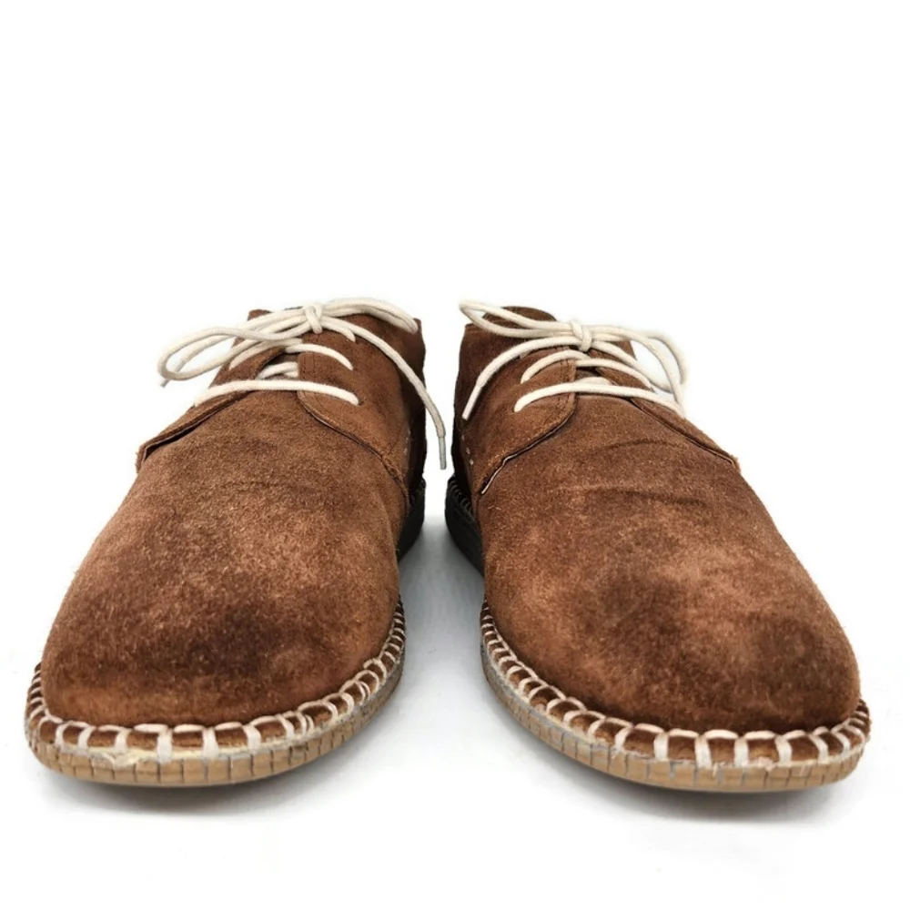 Roan Tibor Handcrafted Brown Suede Jute Stiched Midsole Lace-Up Chukka Boots